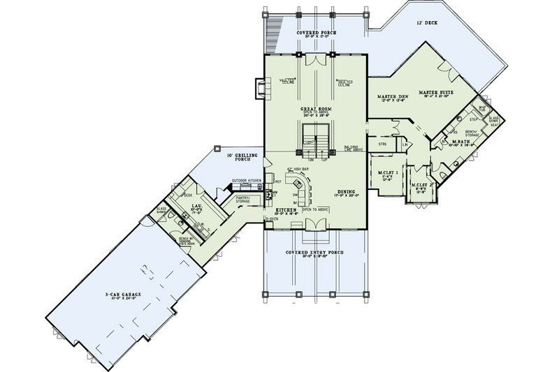 Dream House Plan - Floor Plan - Main Floor for Craftsman House Plan #17-2500 - 3 bed, 4 bath