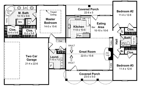 House Plan Design - Ranch Floor Plan - Main Floor Plan #21-156