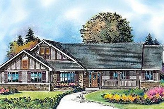 Exterior - Front Elevation 5 for Country House Plan #427-14 - 4 bed, 2.5 bath