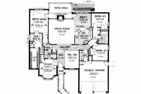 Floor Plan - Main Floor for European House Plan #310-214 - 4 bed, 3 bath