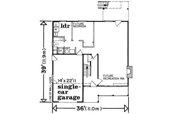 Floor Plan - Main Floor for Traditional House Plan #47-557 - 3 bed, 2 bath
