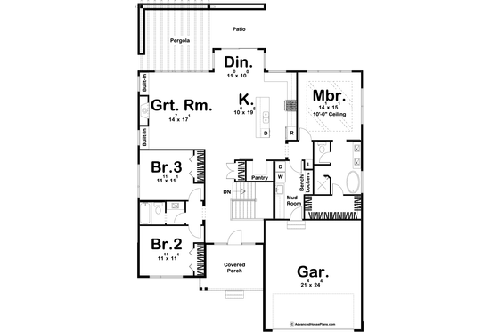 Floor Plan - Main Floor for Modern House Plan #455-296 - 3 bed, 2 bath