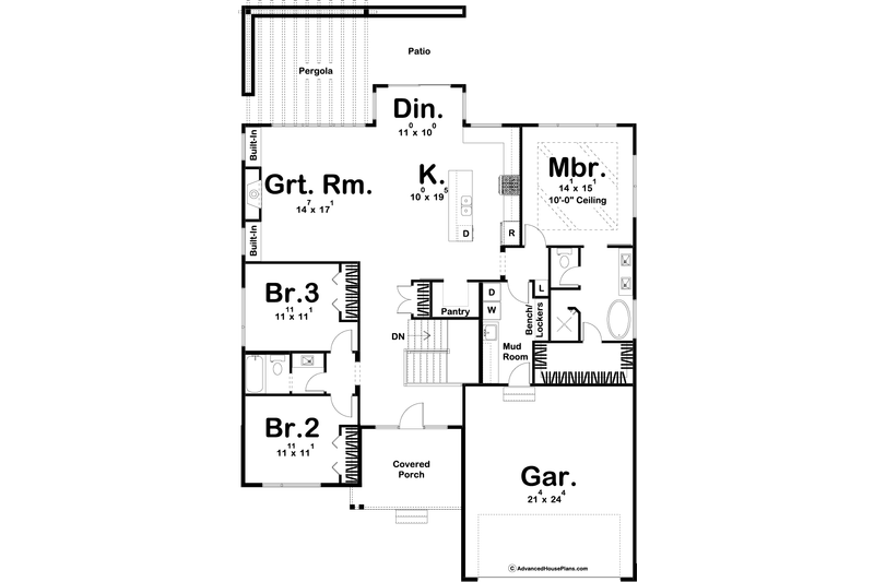 House Design - Floor Plan - Main Floor for Modern House Plan #455-296 - 3 bed, 2 bath