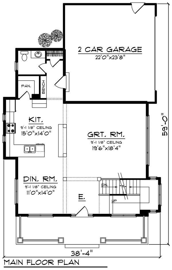 Craftsman Floor Plan - Main Floor Plan #70-1219