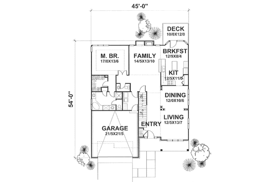 Floor Plan - Main Floor for Traditional House Plan #50-106 - 4 bed, 2.5 bath