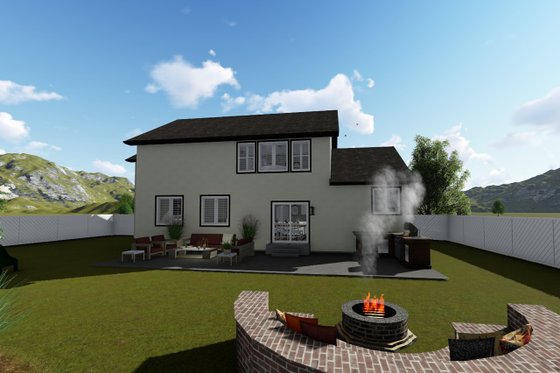 Exterior - Rear Elevation 1 for Traditional House Plan #1060-37 - 3 bed, 2.5 bath