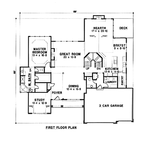 Floor Plan - Main Floor for Traditional House Plan #67-149 - 4 bed, 4 bath