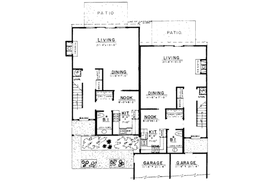 Floor Plan - Main Floor for Modern House Plan #303-418 - 2 bed, 2.5 bath
