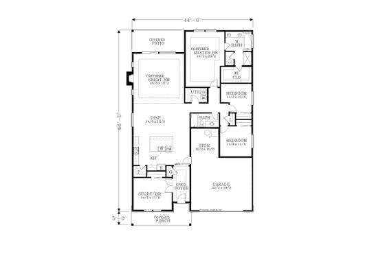 Floor Plan - Main Floor for Craftsman House Plan #53-747 - 4 bed, 2 bath