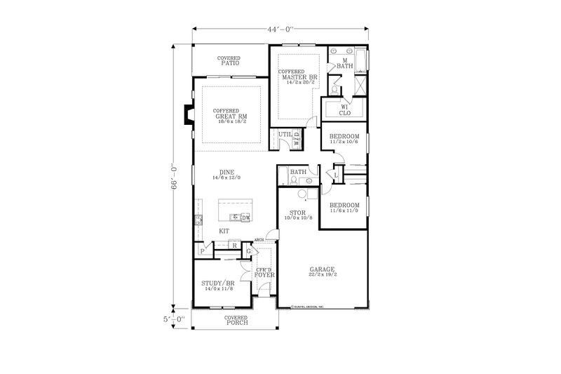 House Design - Floor Plan - Main Floor for Craftsman House Plan #53-747 - 4 bed, 2 bath