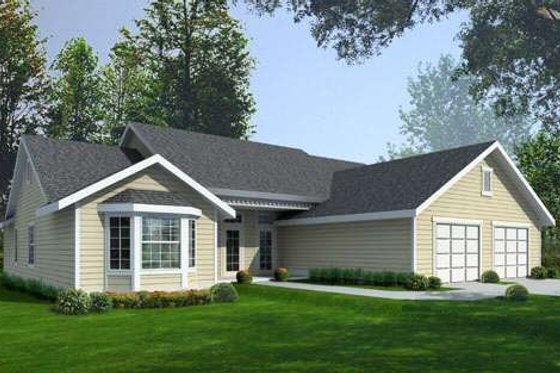 Exterior - Front Elevation for Ranch House Plan #100-466 - 3 bed, 2 bath