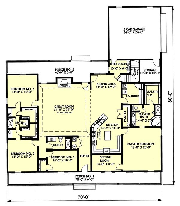 Architectural House Design - Country Floor Plan - Main Floor Plan #44-129