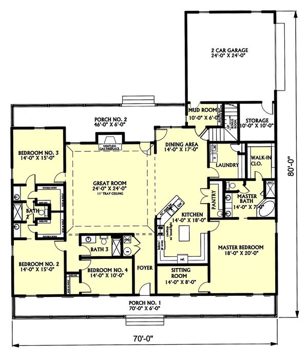 House Design - Country Floor Plan - Main Floor Plan #44-129