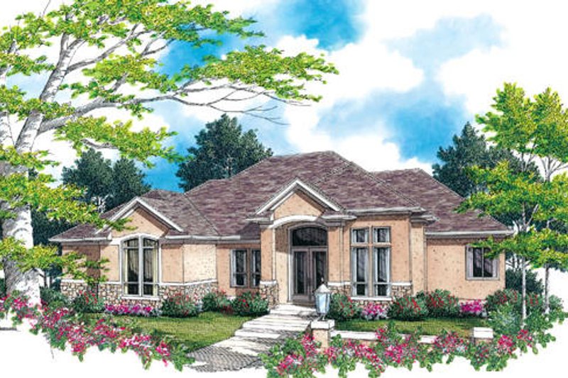 Dream House Plan - Mediterranean Exterior - Front Elevation Plan #48-425