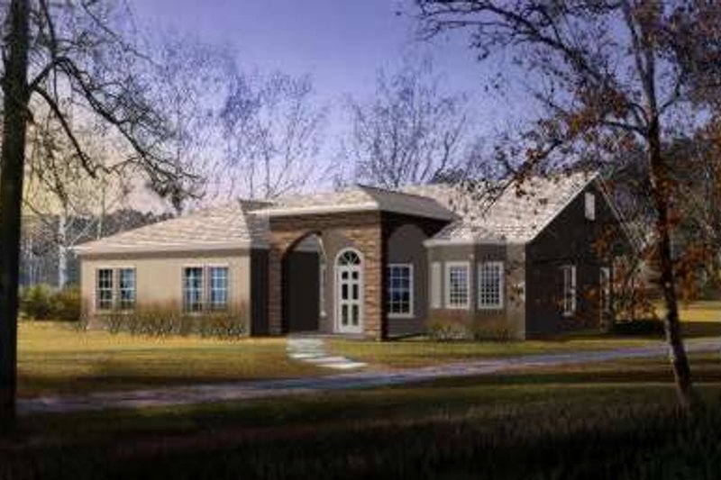 Architectural House Design - Adobe / Southwestern Exterior - Front Elevation Plan #1-396