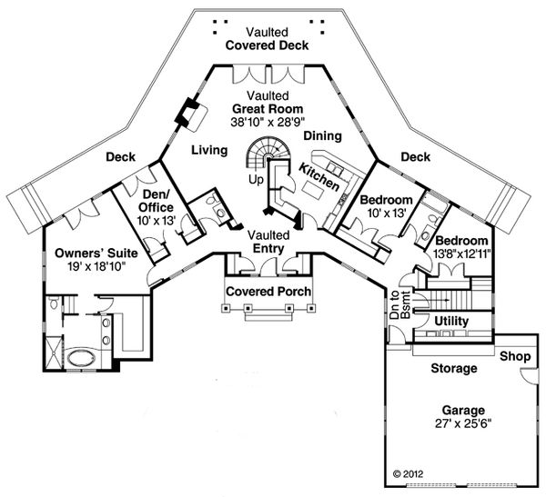 Architectural House Design - Ranch Floor Plan - Main Floor Plan #124-578