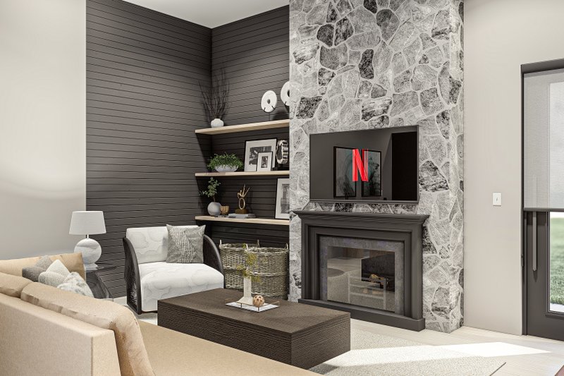 House Blueprint - Interior - Family Room 1 for Modern House Plan #455-547 - 3 bed, 2 bath