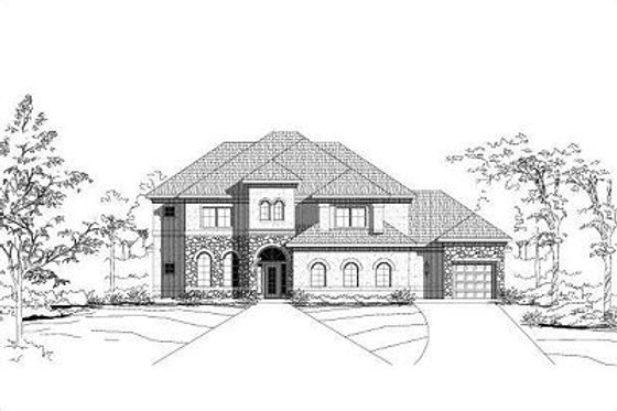 Exterior - Front Elevation for European House Plan #411-579 - 5 bed, 3.5 bath