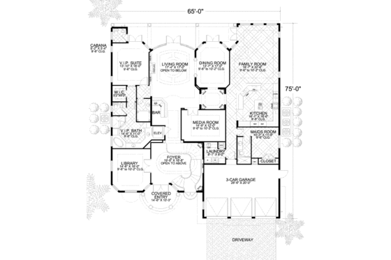 Floor Plan - Main Floor for Mediterranean House Plan #420-191 - 6 bed, 7.5 bath