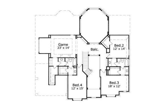 Floor Plan - Upper Floor for Colonial House Plan #411-300 - 4 bed, 3.5 bath
