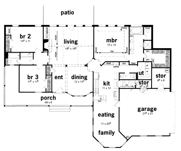 Southern Floor Plan - Main Floor Plan #36-339