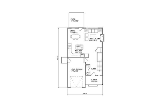 Floor Plan - Main Floor for Traditional House Plan #116-305 - 3 bed, 2.5 bath
