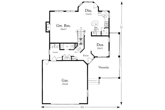 Floor Plan - Main Floor for Traditional House Plan #409-1114 - 3 bed, 2.5 bath
