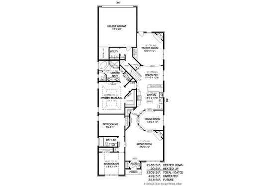 Floor Plan - Main Floor for European House Plan #424-139 - 3 bed, 2 bath