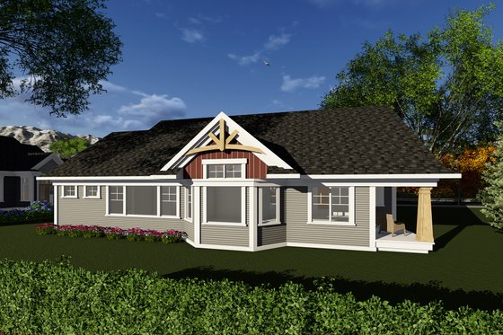 Exterior - Rear Elevation for Craftsman House Plan #70-1269 - 2 bed, 2.5 bath