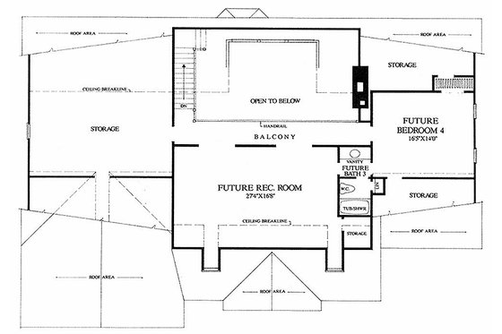 Floor Plan - Upper Floor for Southern House Plan #137-160 - 3 bed, 2.5 bath