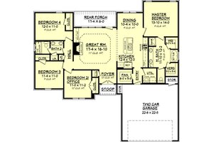 Floor Plan - Main Floor for Traditional House Plan #430-69 - 4 bed, 2 bath