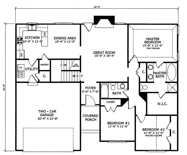 Country Floor Plan - Main Floor Plan #412-105