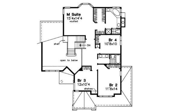 Floor Plan - Upper Floor for Traditional House Plan #50-167 - 4 bed, 3 bath