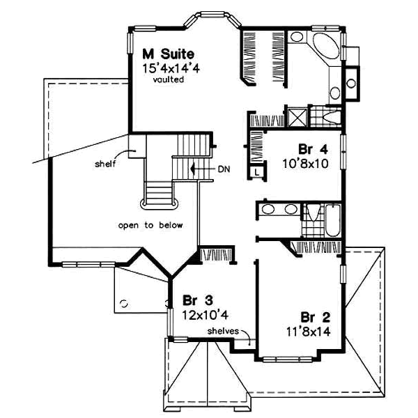 Traditional Floor Plan - Upper Floor Plan #50-167