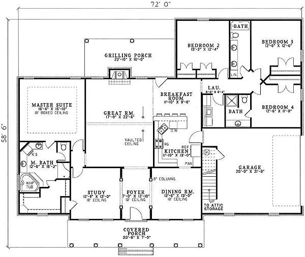 Traditional Floor Plan - Main Floor Plan #17-1176