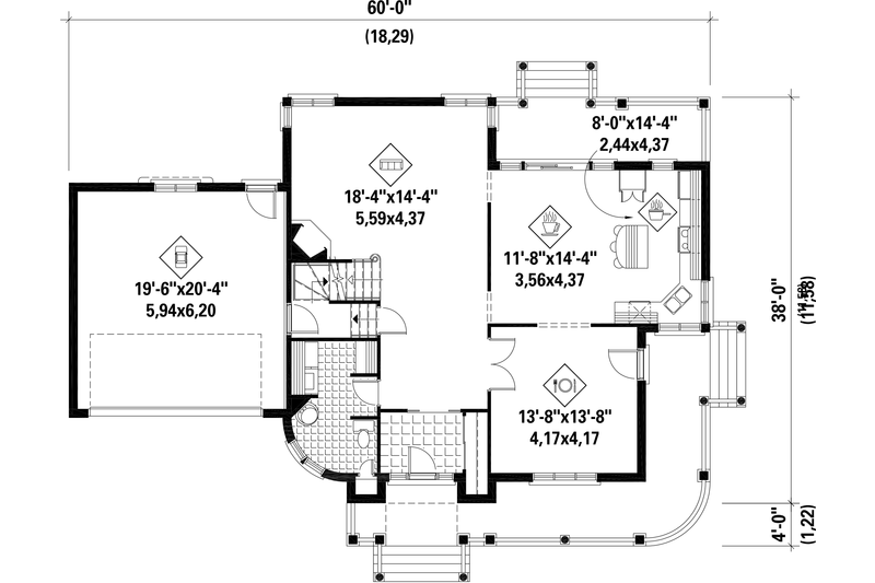 Dream House Plan - Floor Plan - Main Floor for Victorian House Plan #25-4691 - 3 bed, 2 bath