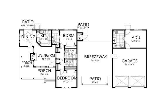 Floor Plan - Main Floor for Craftsman House Plan #112-321 - 3 bed, 3 bath