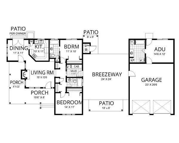 Home Plan - Floor Plan - Main Floor for Craftsman House Plan #112-321 - 3 bed, 3 bath