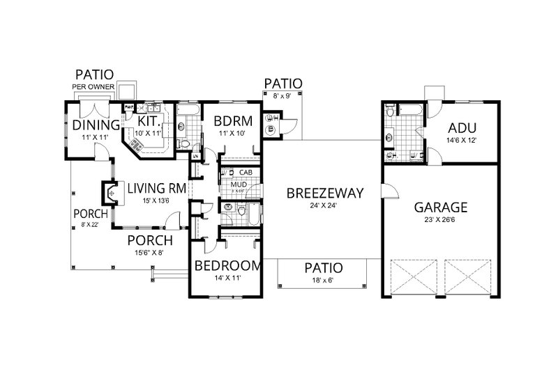 Home Plan - Floor Plan - Main Floor for Craftsman House Plan #112-321 - 3 bed, 3 bath