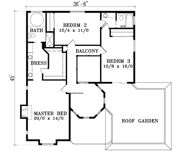 Modern Floor Plan - Upper Floor Plan #1-1462