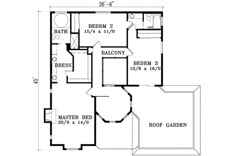 House Blueprint - Floor Plan - Upper Floor for Modern House Plan #1-1462 - 3 bed, 2.5 bath
