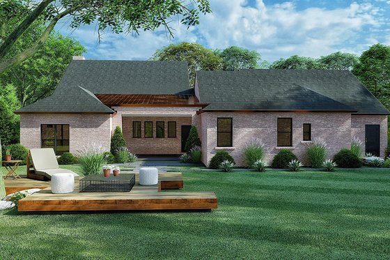Exterior - Rear Elevation for European House Plan #923-167 - 4 bed, 3 bath