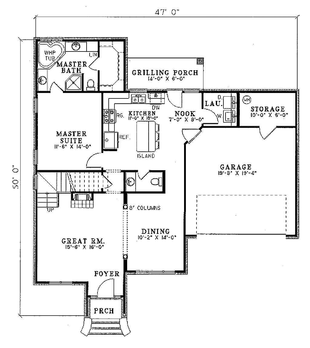 Traditional Style House Plan - 3 Beds 2.5 Baths 1684 Sq/Ft Plan #17-265 ...