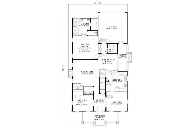 House Plan Design - Floor Plan - Main Floor for Cottage House Plan #17-2064 - 3 bed, 2.5 bath