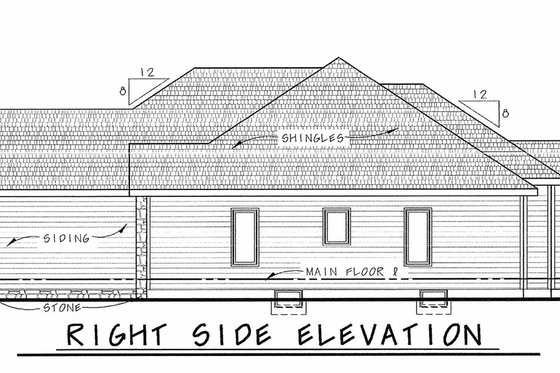 Exterior - Other Elevation 1 for Ranch House Plan #20-1869 - 3 bed, 2 bath