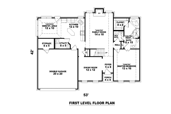 Floor Plan - Main Floor for European House Plan #81-13645 - 3 bed, 2.5 bath