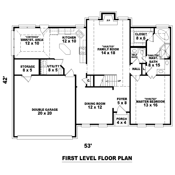 Floor Plan - Main Floor for European House Plan #81-13645 - 3 bed, 2.5 bath