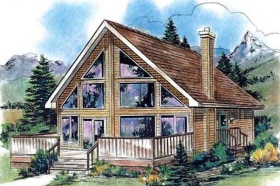Exterior - Front Elevation 7 for Cabin House Plan #18-4501 - 2 bed, 1 bath
