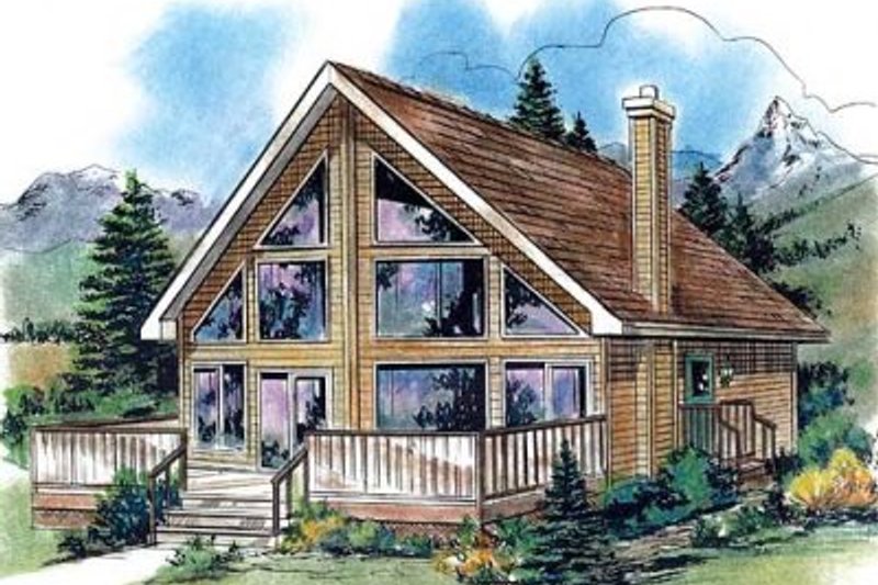 House Blueprint - Cabin Exterior - Front Elevation Plan #18-4501