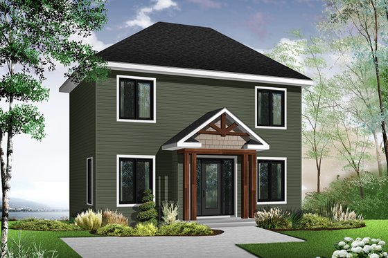 Exterior - Front Elevation 4 for European House Plan #23-610 - 2 bed, 1.5 bath